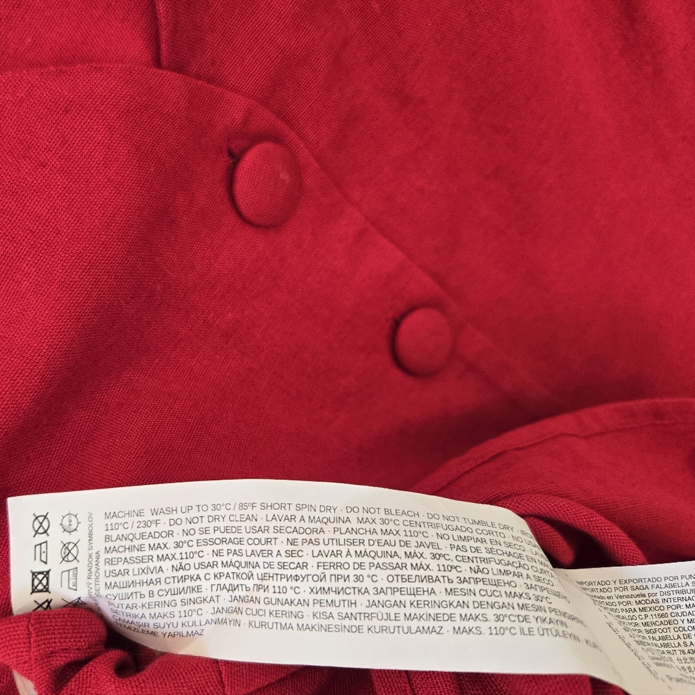 Mango Red Cropped Button-Front Sleeveless Cotton-Linen Vest Blouse Sz 4 - Picture 11 of 11